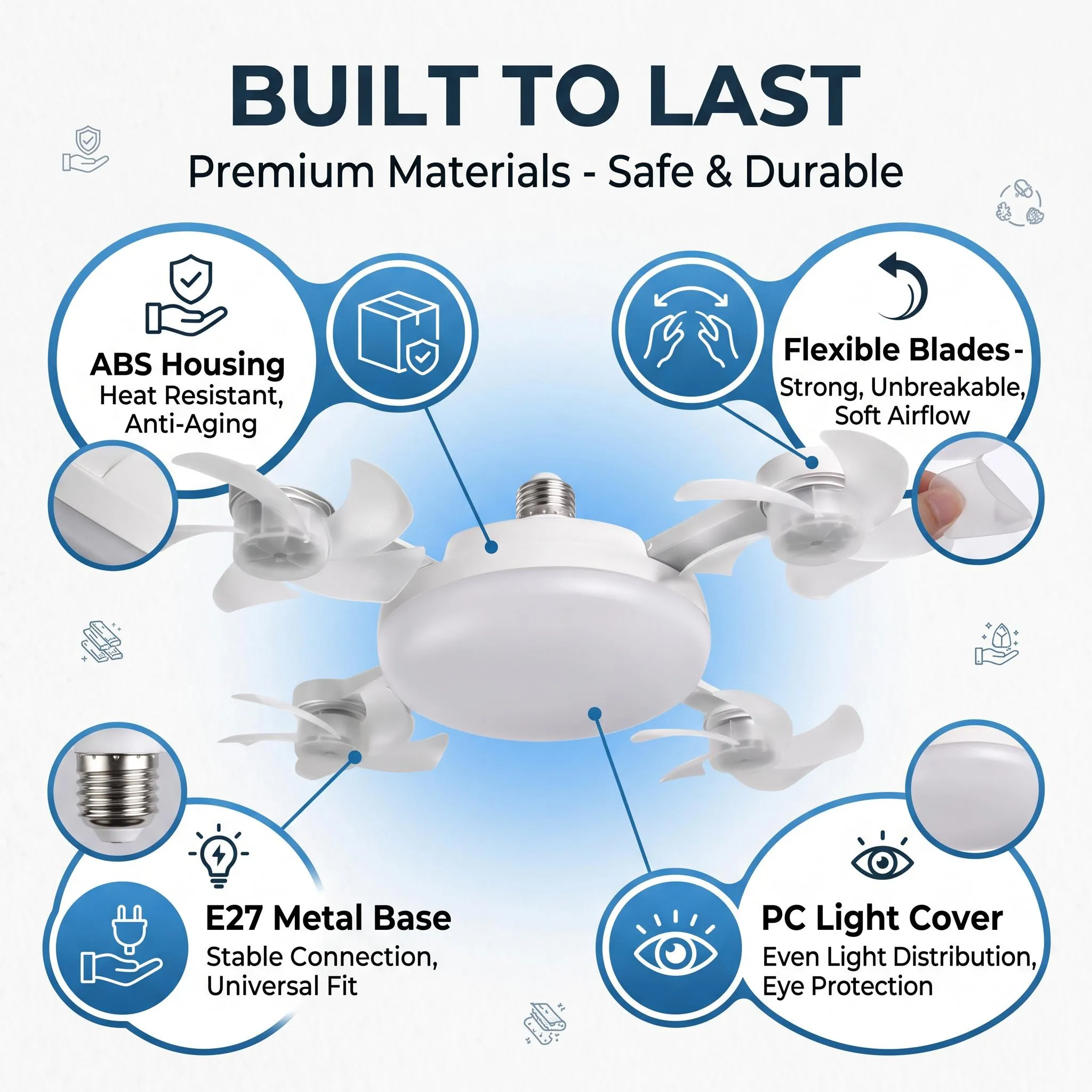 [DealsForYouDays] 2026 New E27 Socket Ceiling Fan Light - 2-in-1 Silent LED Fan with Remote Control, Energy-Saving Cooling & Lighting Combo for Home Bedroom